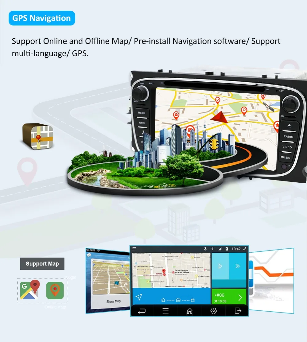 Bosion 2 din Android 9 Восьмиядерный автомобильный dvd-плеер gps Navi USB RDS SD для Ford Mondeo Focus Galaxy Аудио Радио Стерео головное устройство