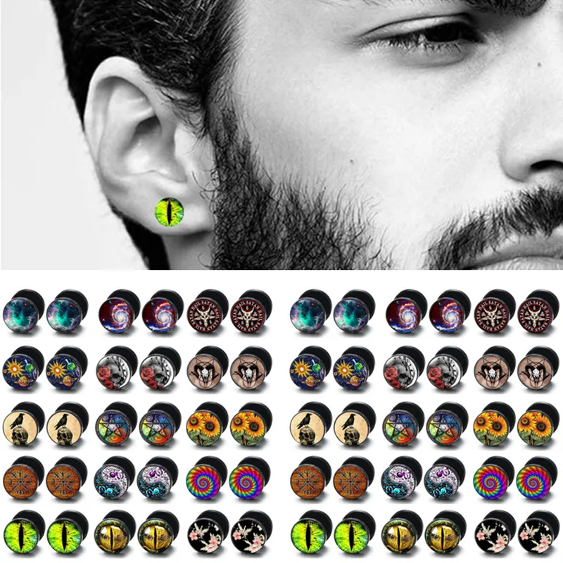 Стальные серьги-гвоздики YinYang для мужчин и женщин черные гвоздики в виде черепа