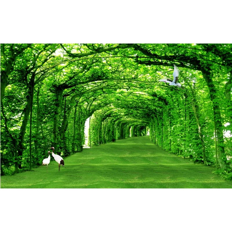 

Designer Wallpaper Custom 3d Effect Fresh Green Forest Wallpaper Home Decoration