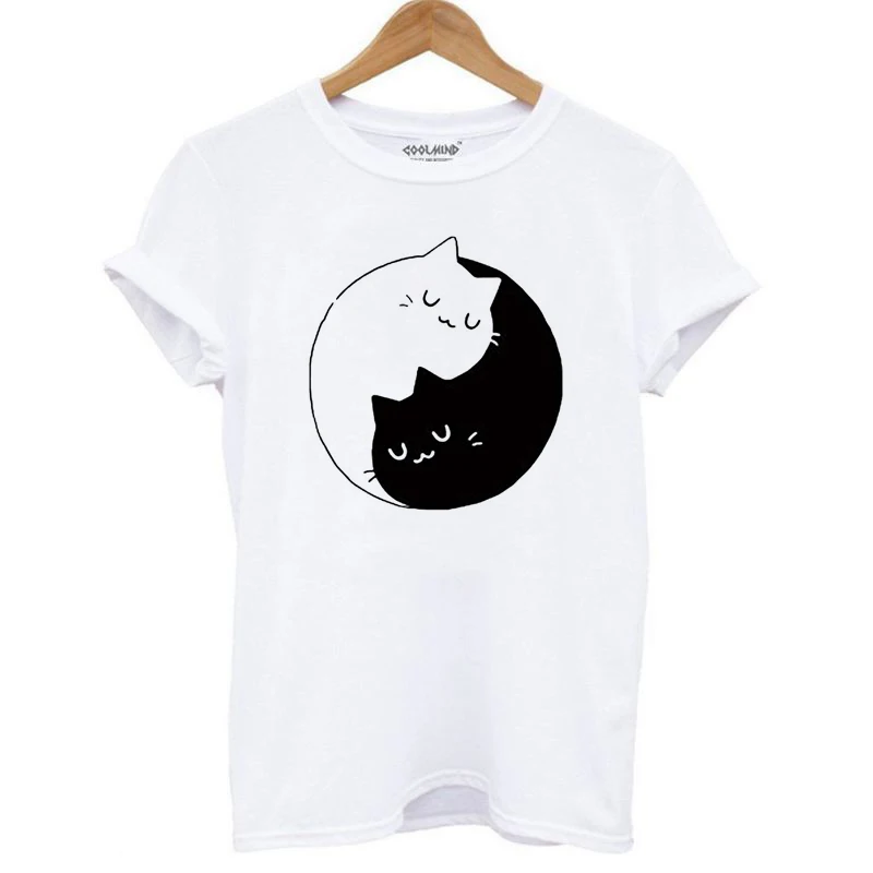 

2021 New Summer Women's T-shirt 90s Harajuku T-shirt High Quality Cartoon Cat Print T-shirt Casual Fashion Women's Oversized Tee