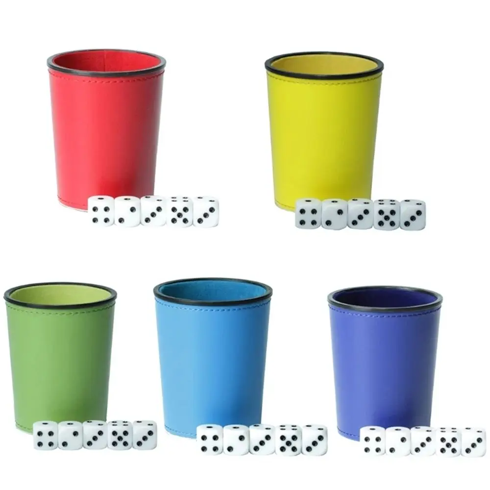 

Entertainment Party Game Clubs Toy Bar Game PU Leather Dice Cup with Dice Dicebox