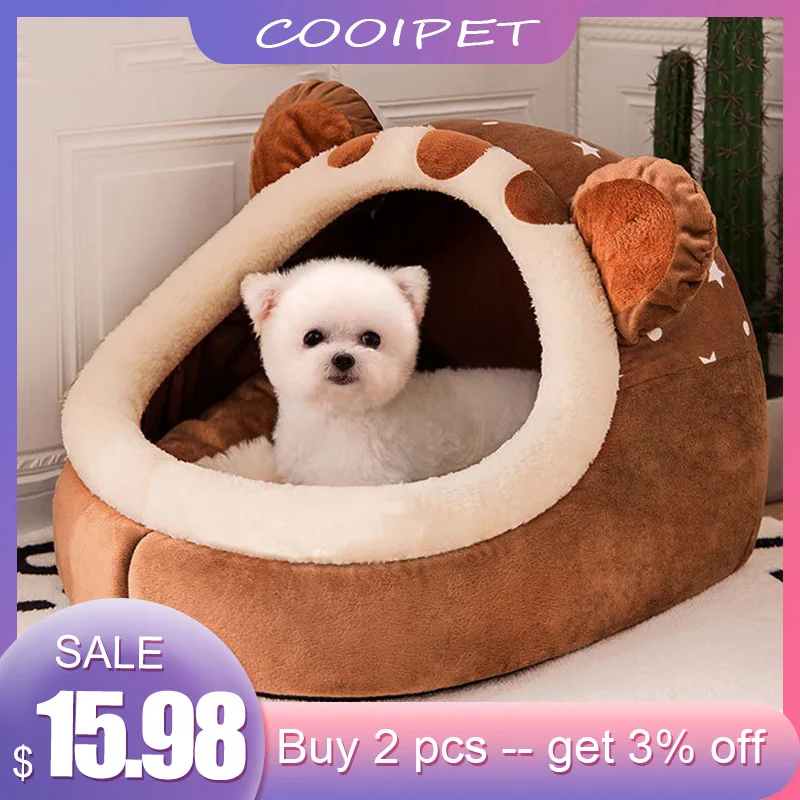 

Зимняя кровать для собак, самосогревающийся домик для щенков, уютная спальная палатка для кошек, пещера, комнатные лежанки для котят, Конура, домик для маленьких и средних собак и кошек