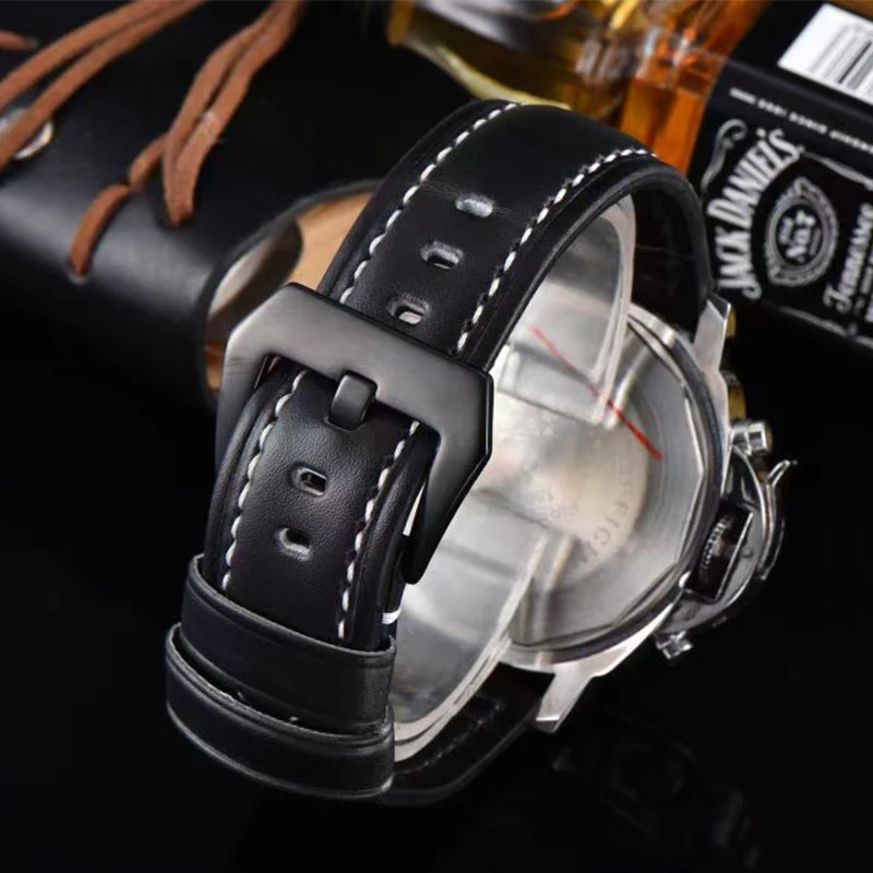 

Luminor PAM00196 Men's Watches Top Brand Fashion Luminous Pointer Leather Strap Stainless Steel Quartz Business Men Wristwatch