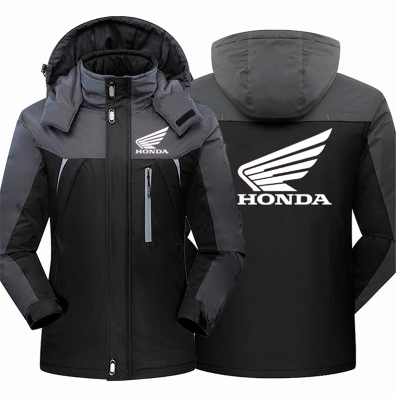 

Honda Wing Printed Fashion Jacket Men's Clothing Fleece Warm Waterproof Fishing Jacket 2021 Winter Thicken Zipper Jacket Outwear