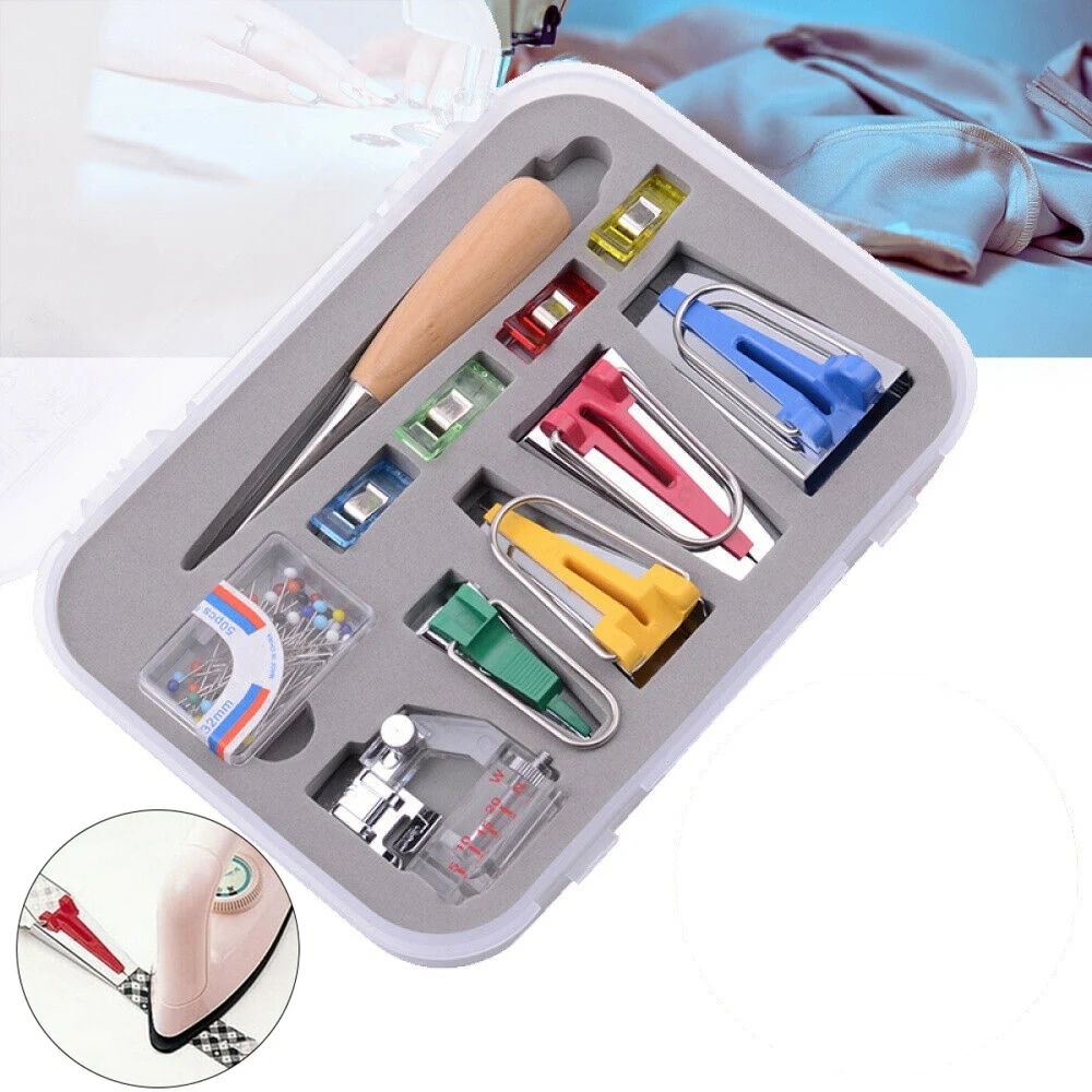 

11pcs DIY Sewing Tool Set Plastic Edging Device Edging Clip Awl Bead Needle Kit Household Embroidery Sewing Tools Accessories