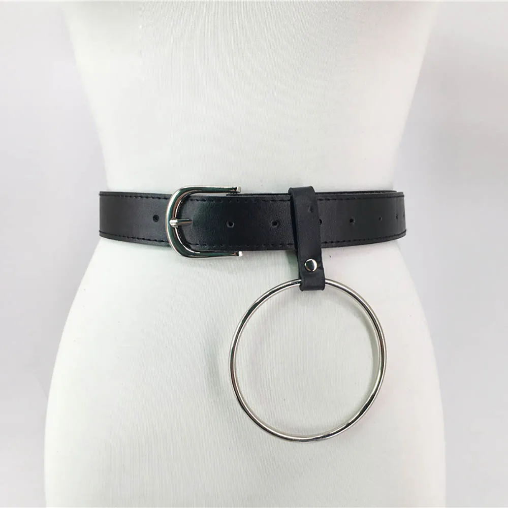 UYEE Leather Belt Edgy For Women Pastel Goth Fashion Leather Harness Leg Cage Body O-ring Belt Adjustable Waist Harness Punk Top