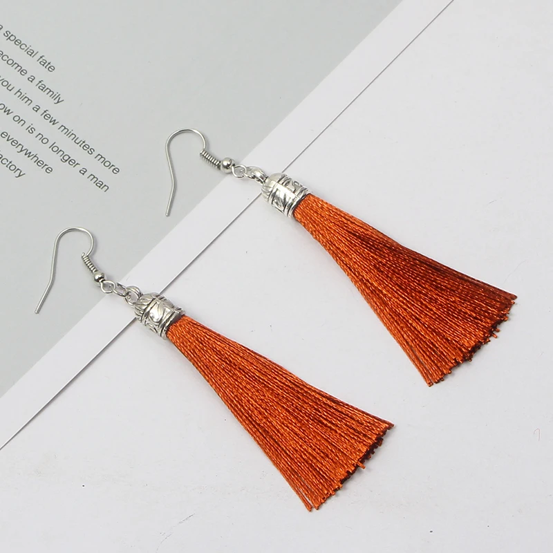 Qtian сережки с кисточками Boho pendientes mujer moda длинные серьги для женщин винтажные Висячие свадебные серьги, ювелирные изделия oorbellen