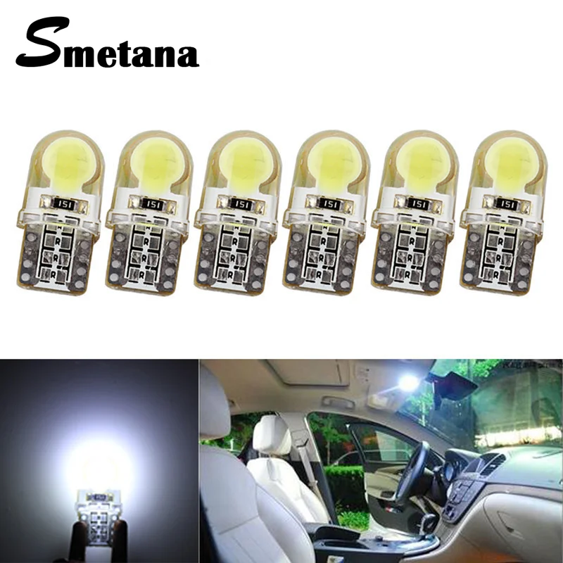 

Smetana 10pcs LED W5W T10 194 168 W5W Led Parking Bulb Auto Wedge Clearance Lamp Silica Bright Blue Light license plate Bulbs