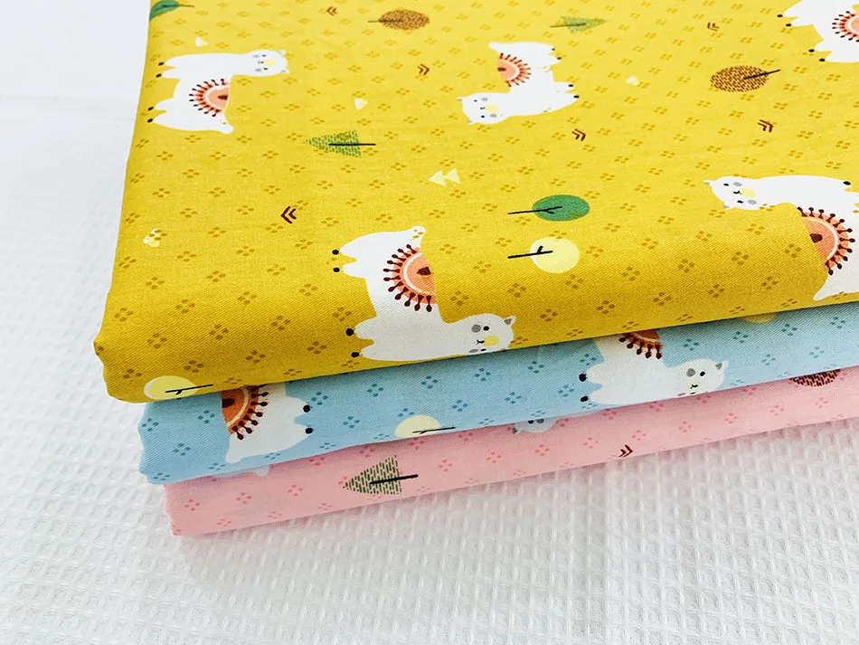 Саржевая хлопчатобумажная ткань с милым принтом животного для рукоделия