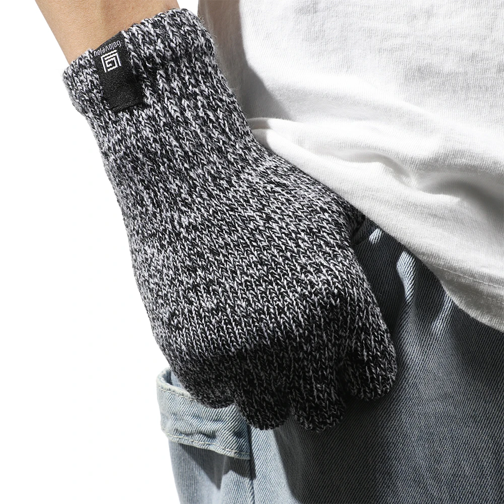 

1Pair Winter Knitted Wool Gloves Women Men Warm Short Plush Lining Touch Screen Gloves Full Finger Mittens Outdoor Warmer Suppli