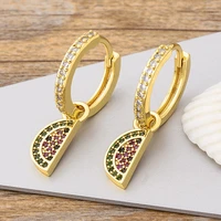 fashion 10 styles semicircle hoop earrings pendant for women copper zircon geometric colorful earrings fine party jewelry gifts
