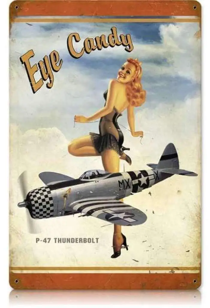 

Eye Candy Pin Up Girl Retro Tin Metal Sign Vintage Wall Decor Metal Plaque Poster for Home Club Bar Pub Tavern Coffee