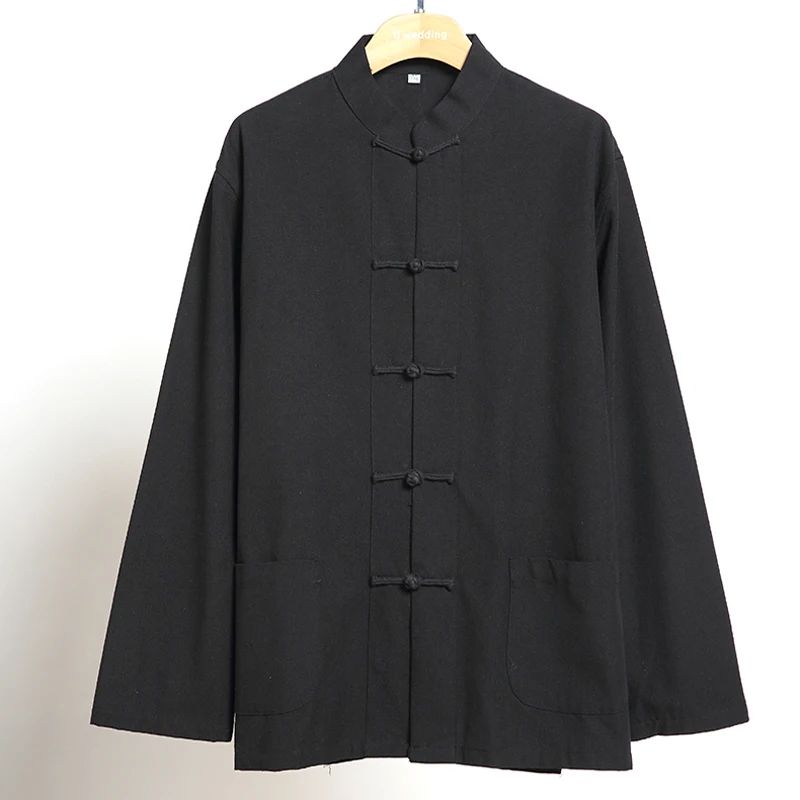 Китайская традиционная китайская одежда для мужчин Танг льняные Топы Одежда