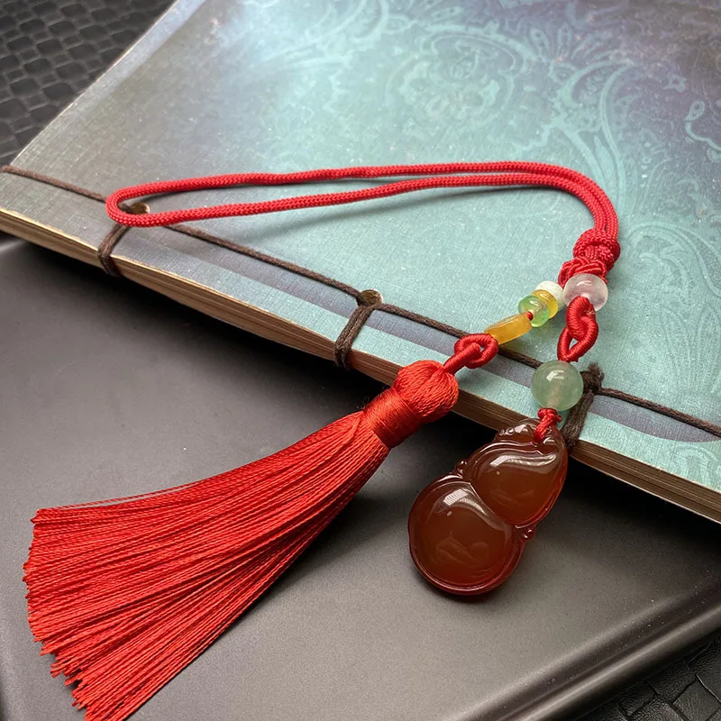 

Natural chalcedony Cheongsam embossed buckle tassel pendant for Sewing Garment Home Decoration Ornament Accessories