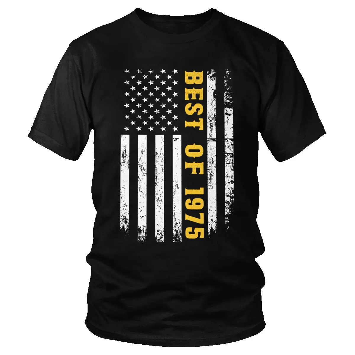 

Best Of 1975 American Flag Awesome Since T Shirt Men Pure Cotton T-shirt Short Sleeve 45 Years Old 45th Birthday Gift Tee Tops