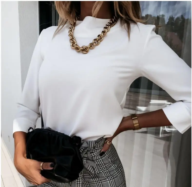 Женская новая блузка с принтом губ рубашки 2020 элегантный женский пуловер круглым