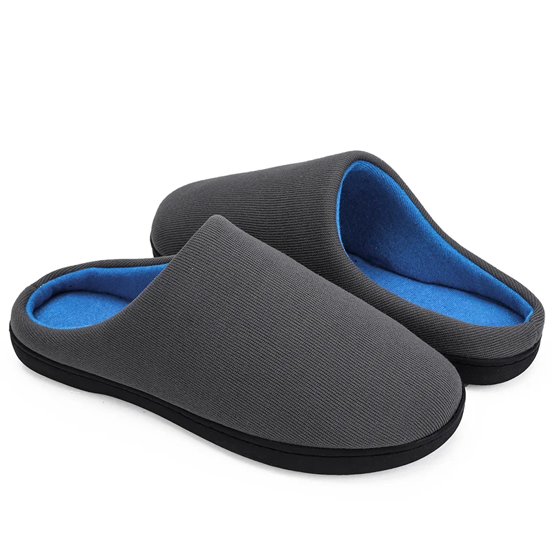 

Winter Men Cotton Slippers Indoor Keep Warm Slippers Woman Black Gray Blue No-slip Slippers Comfortable Flat Big Size Slippers