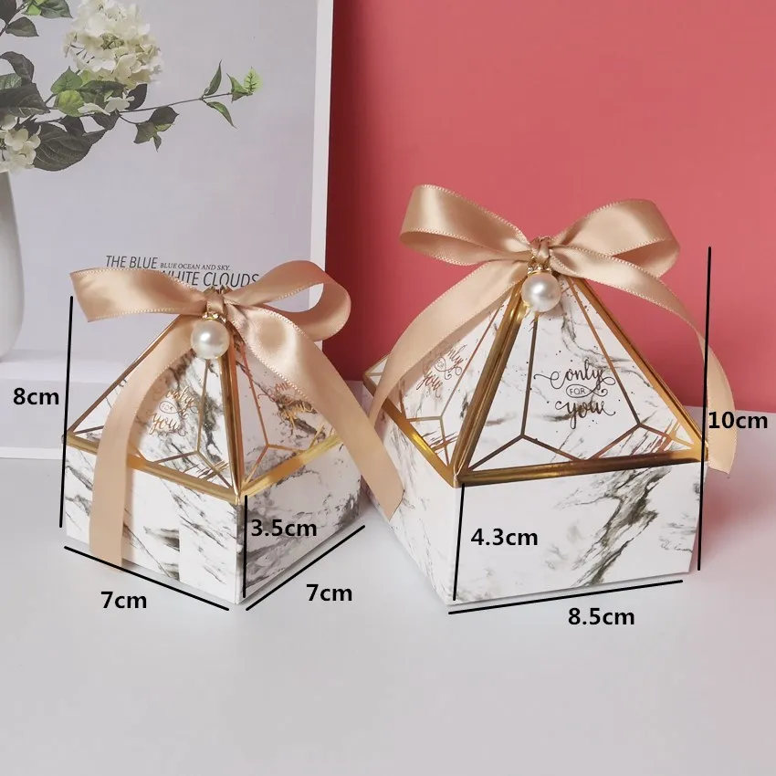 

New Gem Tower Bronzing Candy Box Small Cardboard Box Wedding Card Box DecorationPaper Gift Box Packaging Event & Party Supplies