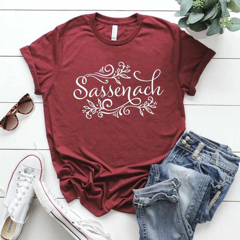 2020 sassenach shirt outlander book series t shirt claire jamie fraser shirts outlander tv show inspired tee women vintage tops free global shipping