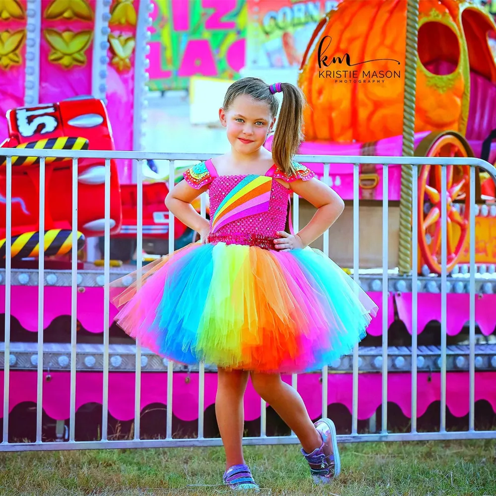 Платье-пачка с бантом Jojo Siwa Радужное платье принцессы для девочек тюлевые