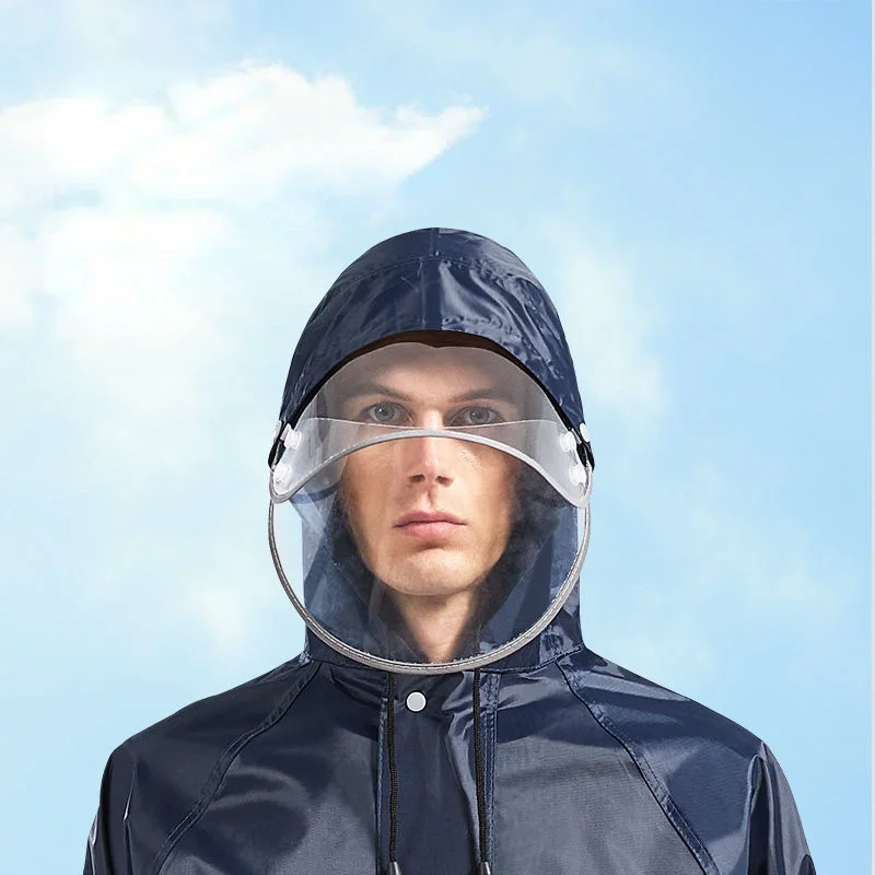 Men Women Raincoat Outdoor Rainwear Oxford Hoodie Long Rain Waterproof Hiking Travel Fishing Climbing Jacket | Дом и сад