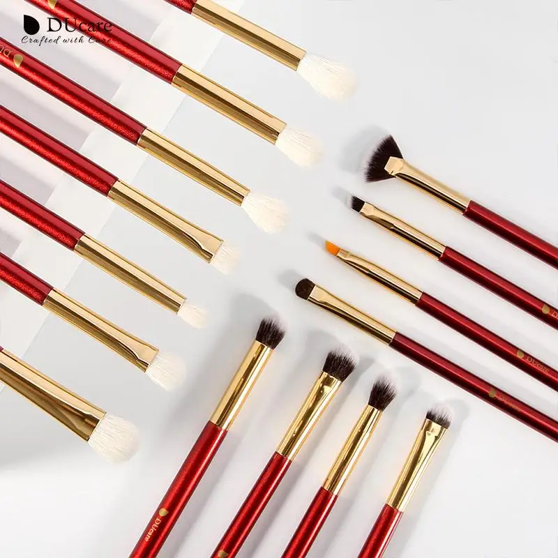 Набор кистей для макияжа DUcare 15 шт. белая/черная/красная пудра основа подводка