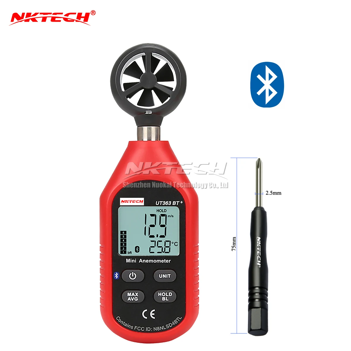 Мини измеритель скорости ветра NKTECH UT363BT мини ветра|Приборы для измерения