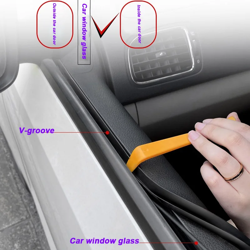 

Car Styling DIY 1M 2M 3M 4MUniversal Rubber V Type Car Door Window Glass Seal Strip Soundproofing Sealing Sticker Auto Accessory