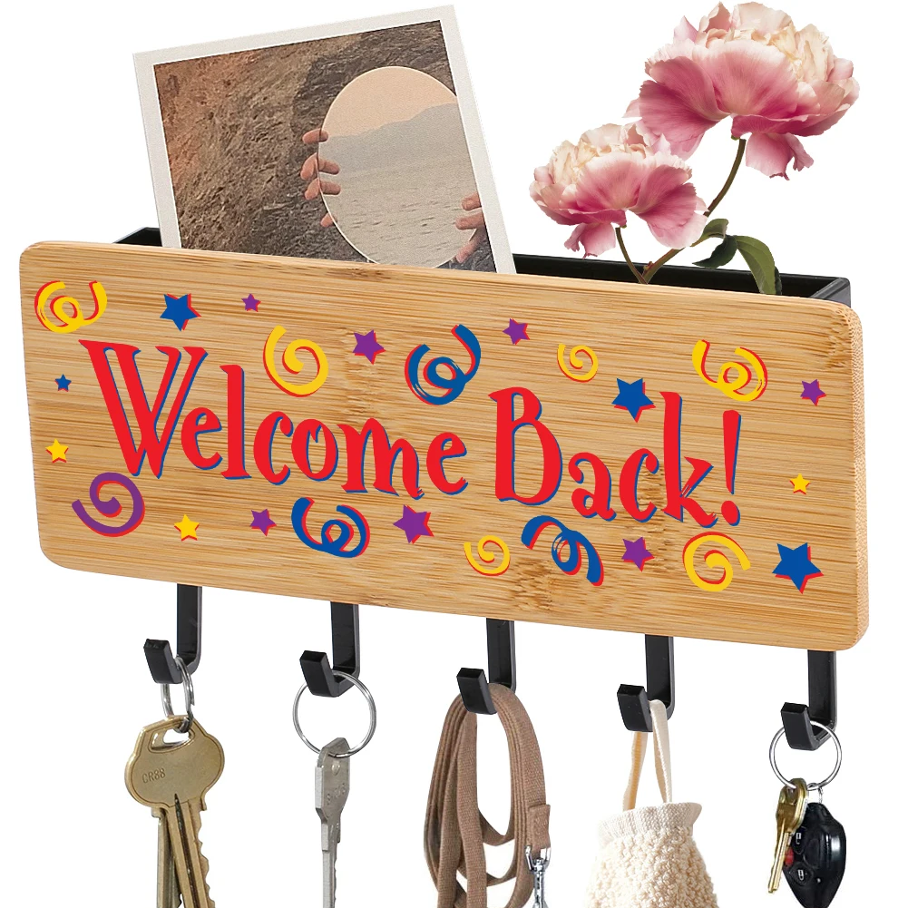 Вешалка для ключей из бамбукового дерева многофункциональный настенный