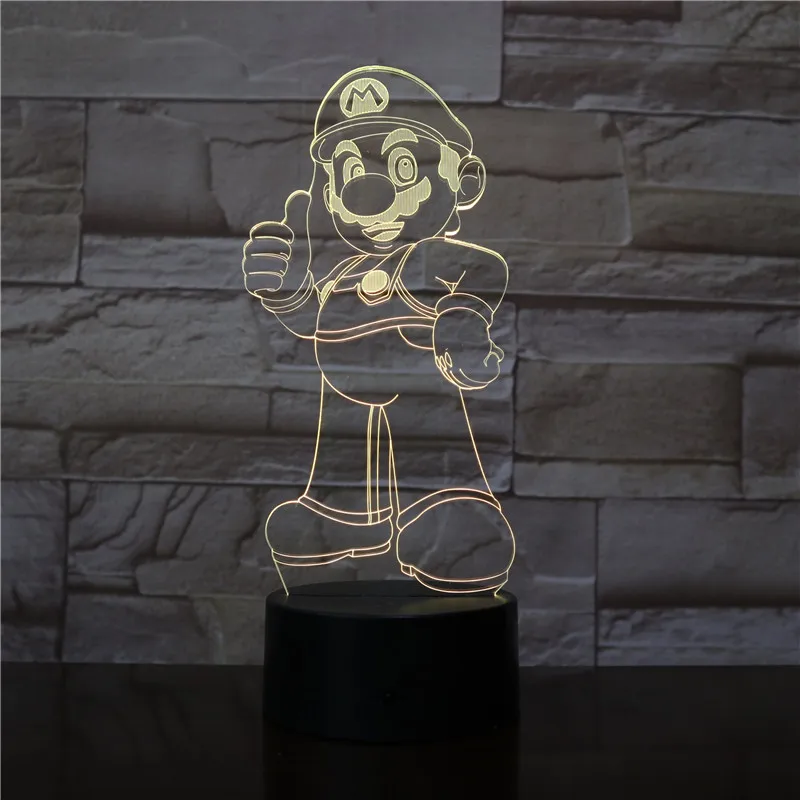 Марио 7 цветов 3d лампа светодиодный ночник для детей сенсорный светодиодный Usb Настольный Lampara Lampe детский спальный ночник комнатный светильник дропшиппинг
