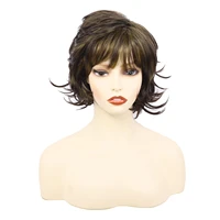 amir synthetic wig with bangs mixed blonde brown short wigs wigs heat resistant hair wig for women