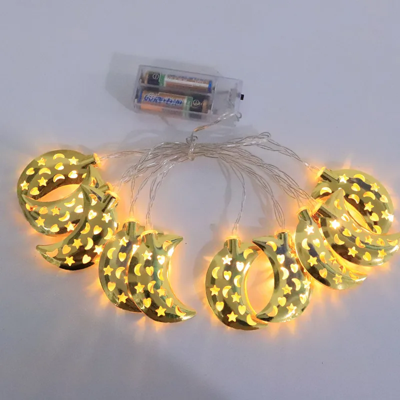 

Muslim Ramadan festival decorative light string wrought iron moon flashing battery box light string venue layout atmosphere lamp
