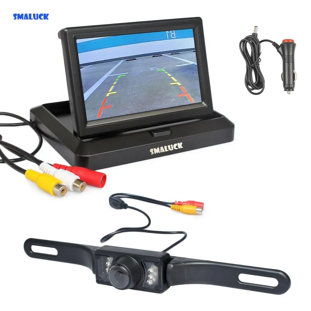 SMALUCK 5 дюймов складной монитор для автомобиля заднего вида водонепроницаемый ИК