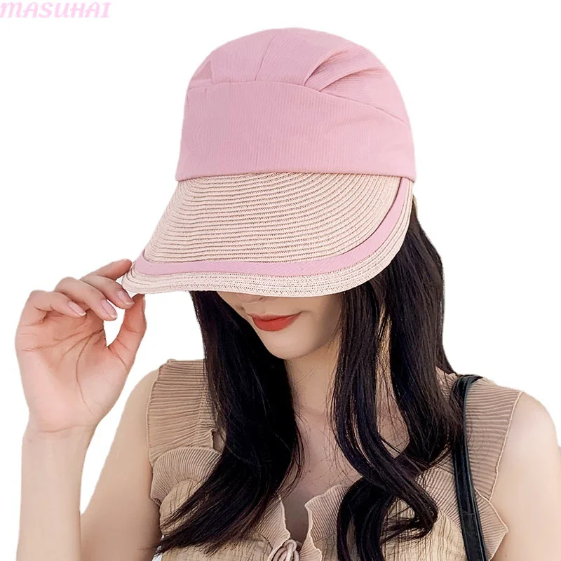 

Шляпа от солнца MASUHAI Женская универсальная, модная Солнцезащитная Панама для отдыха в Корейском стиле, однотонная, яркая шляпа для рыбалки, ...