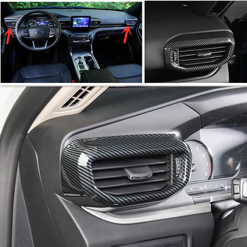 Cubierta de ventilación de salpicadero de coche, accesorio embellecedor de apariencia de fibra de carbono, modificación de coche, para Ford Explorer 2020