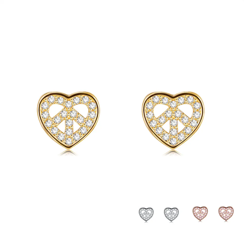 

SILVERHOO Genuine 925 Sterling Silver Earrings For Women Full Cubic Zirconia Heart Arrow Stud Earring Romantic Jewelry Gift