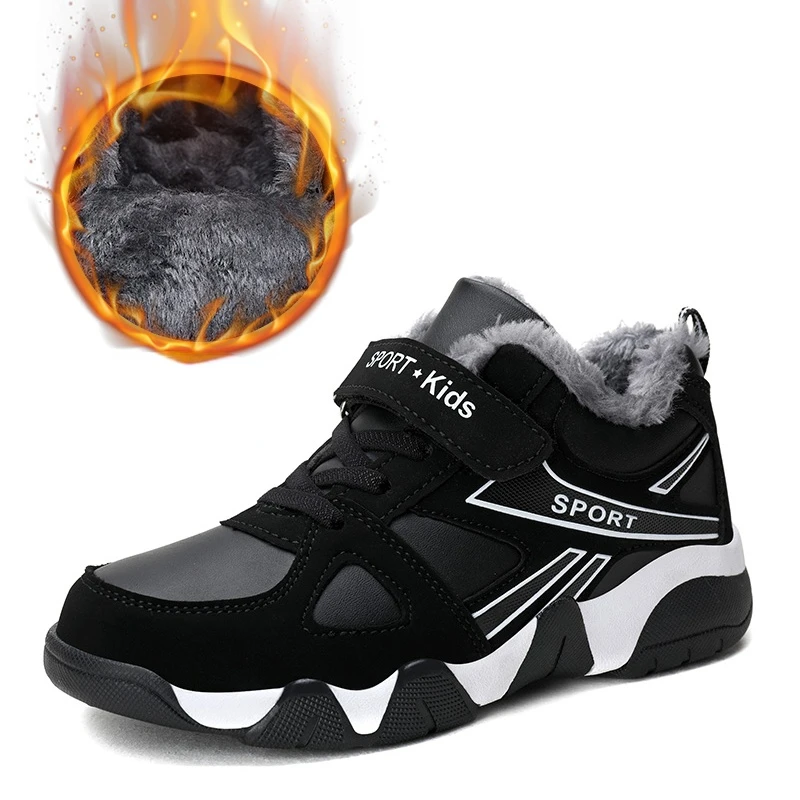 Boys Sneakers Winter Shoes Kids Cotton Shoes Fashion Fur Warm Outdoor Trainer Kids Running Snow Shoes Children Sport Shoe Boots