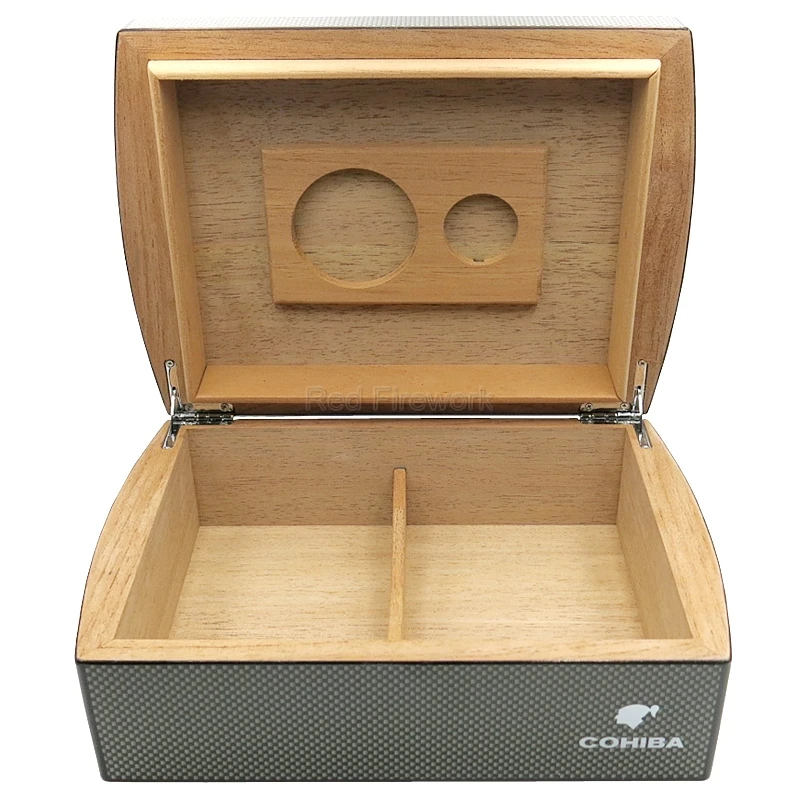 COHIBA чехол для сигар Humidor для путешествий из кедрового дерева коробка для сигар с увлажнителем и гигрометром углеродное волокно для лица Humidors сигары