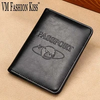 vm fashion kiss passport holder cover wallet rfid anti theft blocking genuine leather safe card case travel document organizer