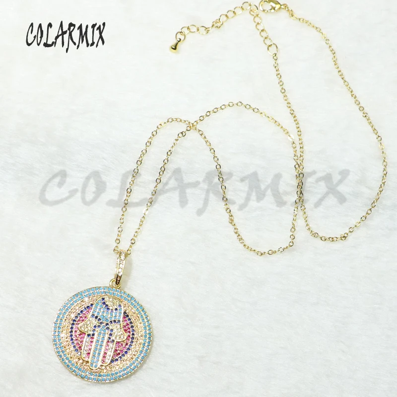 

3pcs big round Pendant necklace mix colors crystal accessories blue zircon jewelry zircon pendant accessories for women 50310