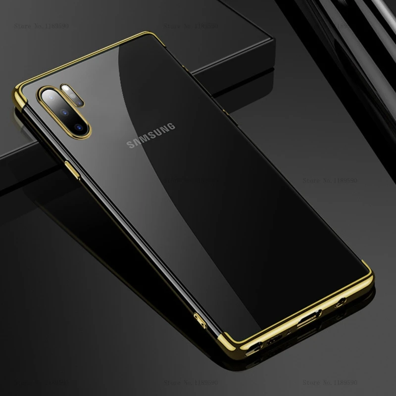 Силиконовый чехол для samsung Note 10 Plus чехол бампер прозрачный чехол с покрытием на для samsung Galaxy S10 Plus S8 S9 Note 10 Pro 8 9 - Цвет: Gold