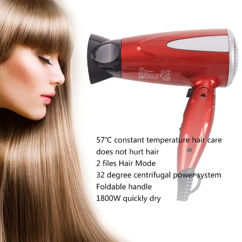 Professional Foldable Hair Blow Dryer 1800W Heat Blower Hot Cold Wind Salon EU Plug | Бытовая техника
