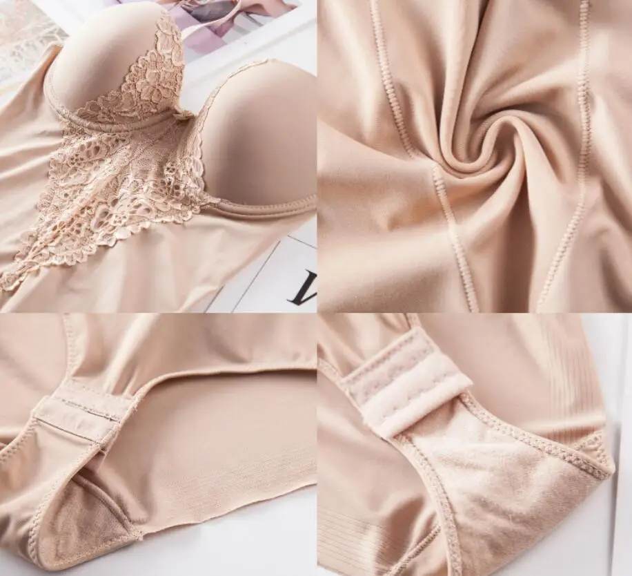 2020 New Sexy Black Lace Bodysuits for Women Body Shaper Shapewear Built-in Bra Body Briefer Faja Tummy Control Butt Lifter