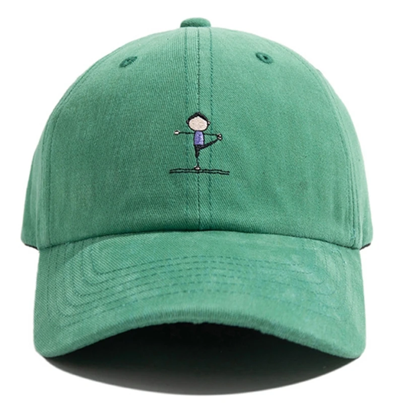 

Unisex Cartoon Yoga Girls Embroidery Cotton Baseball Cap Solid Color Trucket Hat