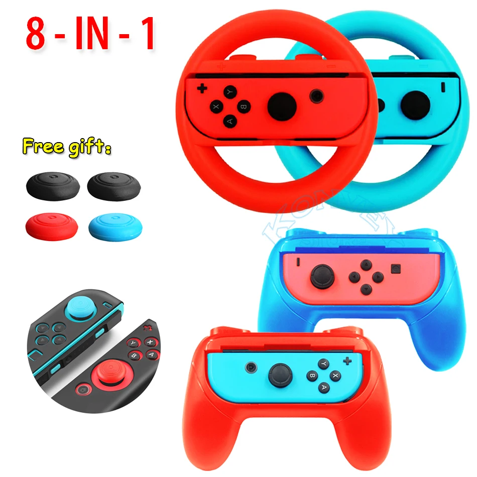 

8in1 For Nintend Switch/OLED Joy Con Controller Racing Steering Wheel Stand&NS Handle Grips Holder For Nintendo Switch/OLED
