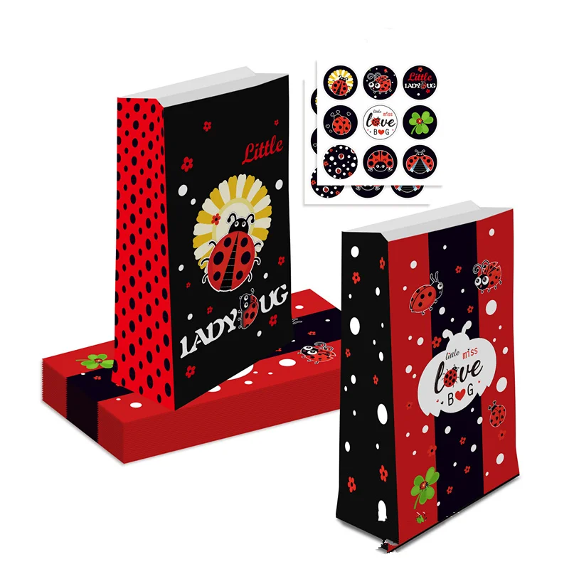 12Pcs Jungle Ladybug Animal Happy Birthday Party Paper Candy Box Kids Gift Cookies Packaging Bags Baby Shower Decor Supplies | Дом и сад