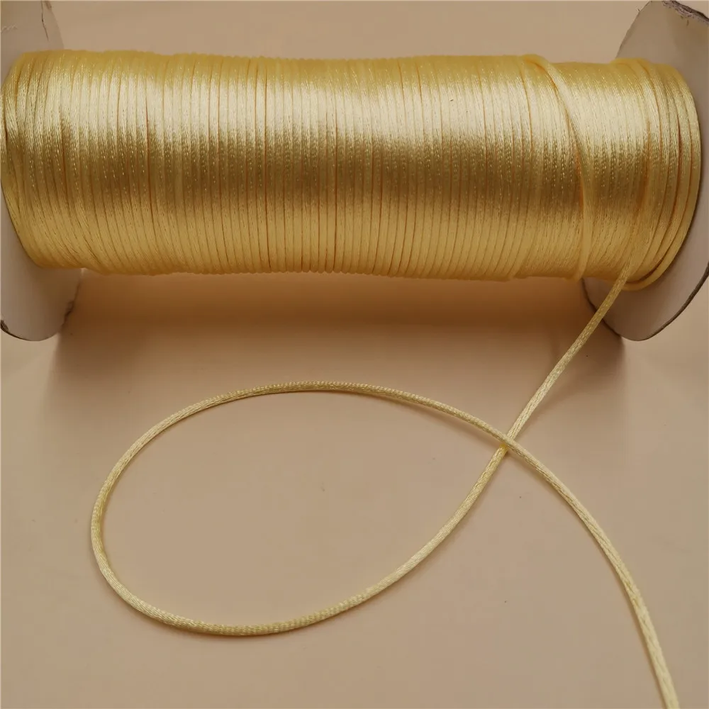 2 мм X 20 м детская желтая Цвет Rattail атласный шнур китайский Заплетенный в узел