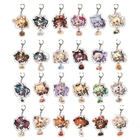 24pcs anime genshin impact acrylic keychain venti hutao zhongli diluc xiao figure key chain cute bag pendant jewelry wholesale