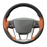 car steering wheel cover black genuine leather hand stitched for kia sorento 2009 2014 k7 cadenza 2011 2015