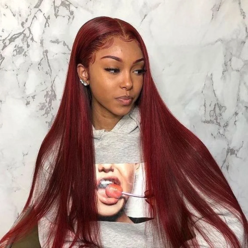 

Burgundy Red Human Hair Bundles With Closure Brown 2# 4# 99J 3 Bundles With 2x4 Lace Closure Brazilian Straight Remy Human Hair